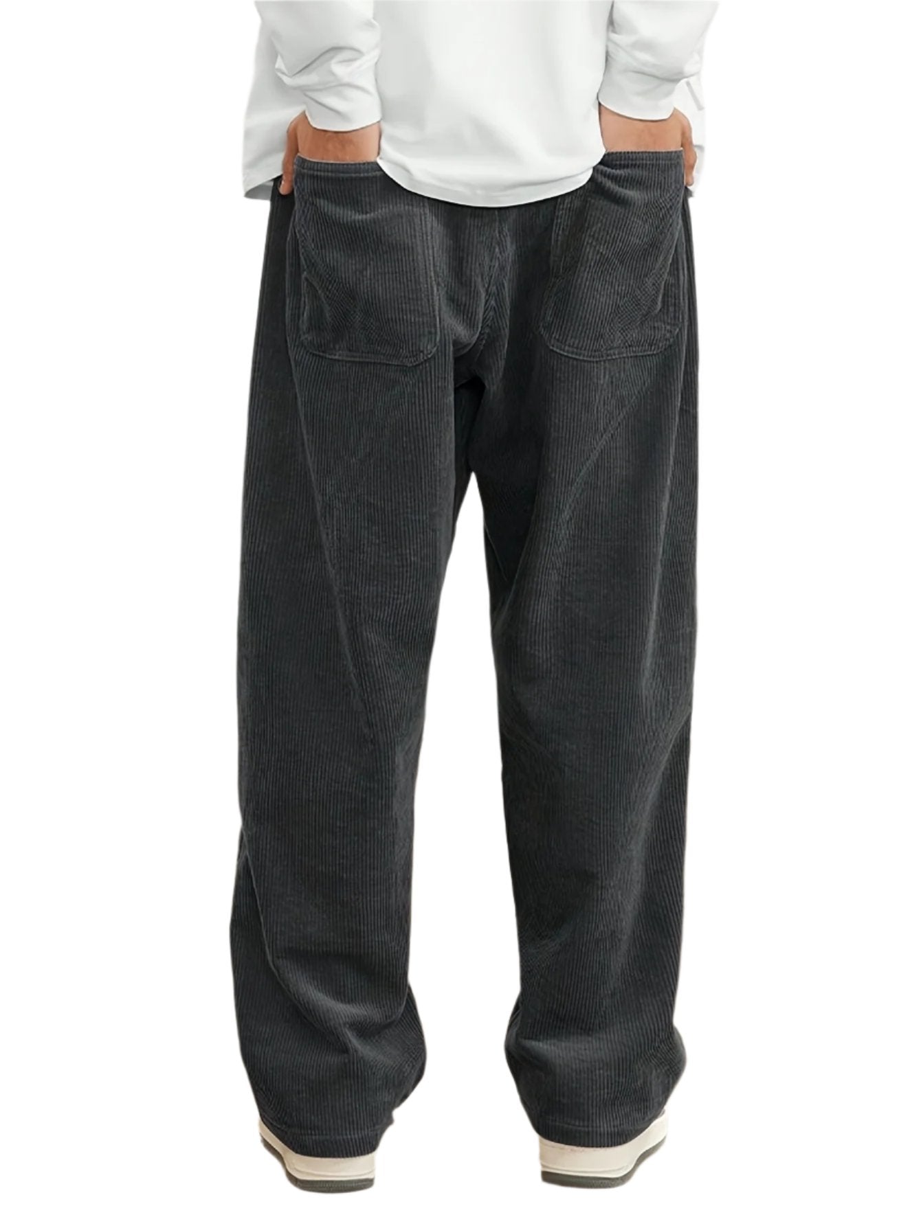 Corduroy Straight-Leg Drawstring Trousers