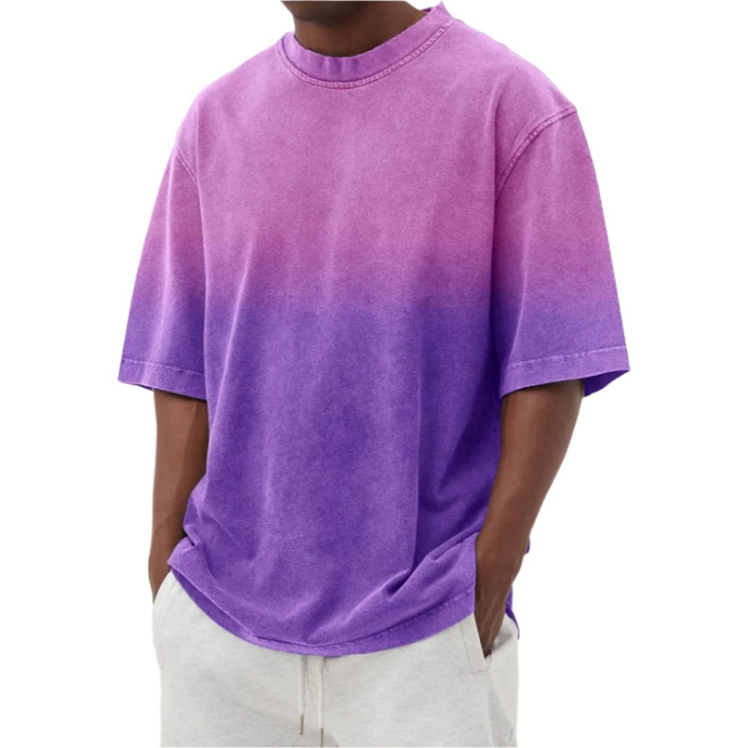 Gradient Loose Shoulder Mid Sleeve T-shirt