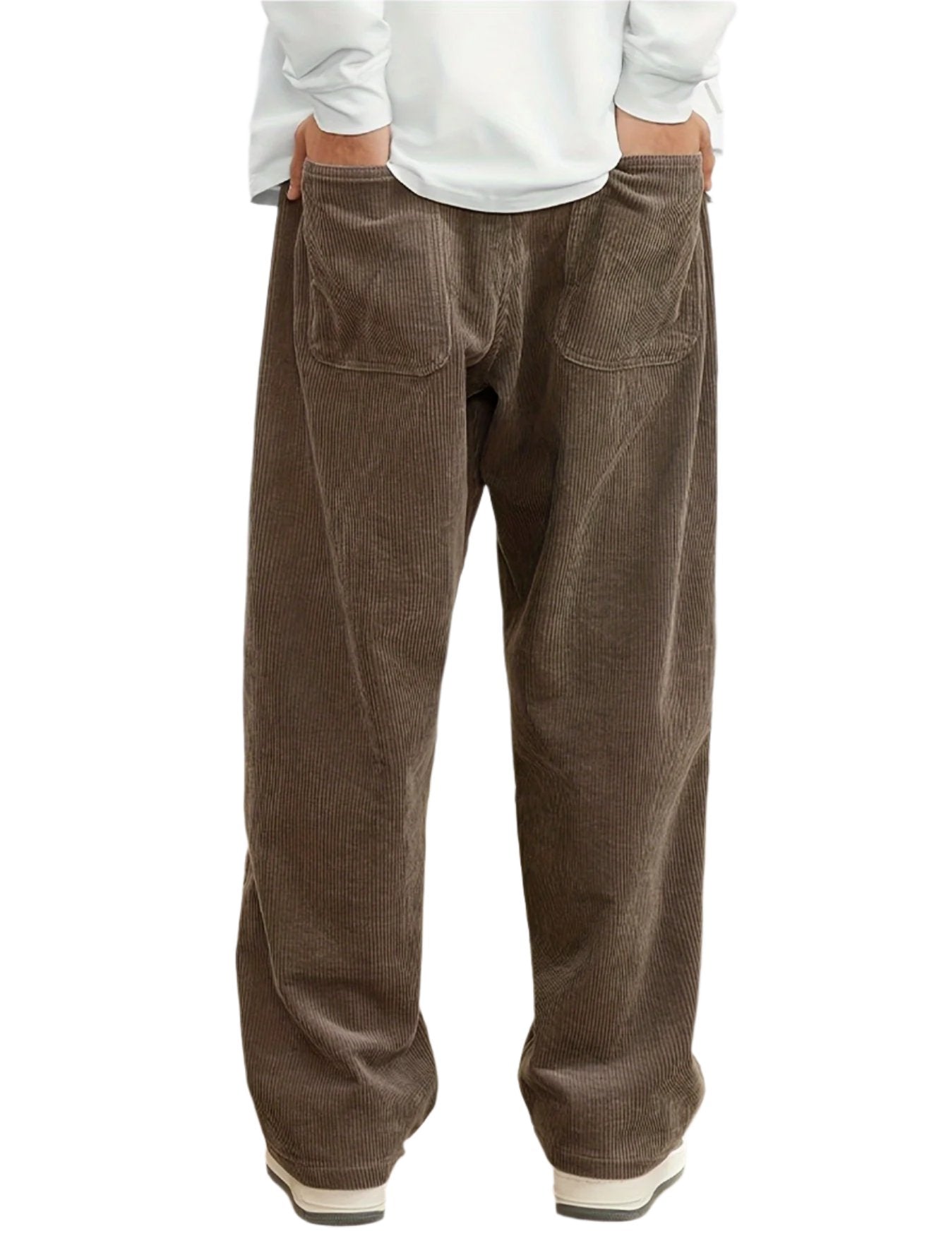 Corduroy Straight-Leg Drawstring Trousers