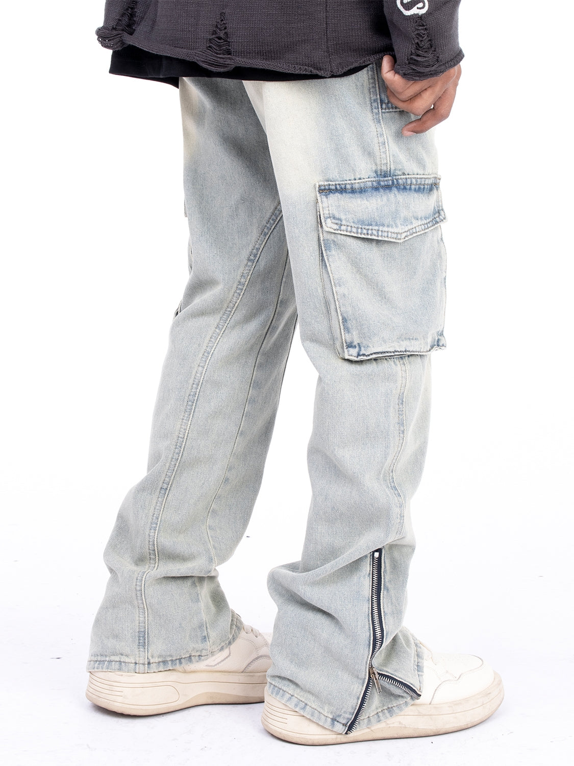 Cleos Zipper Hem Wash Jeans