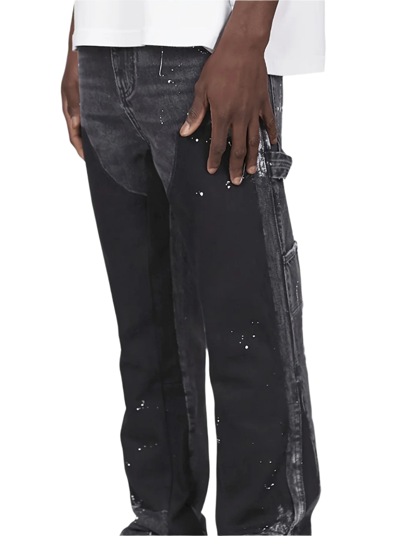 Patched Denim Stacked Flared Pants