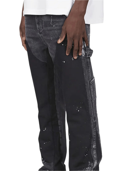 Pantalon évasé en denim rapiécé