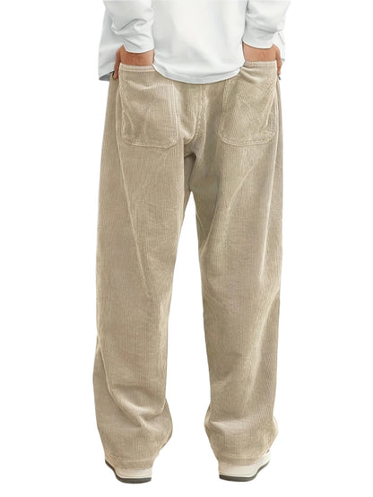 Corduroy Straight-Leg Drawstring Trousers