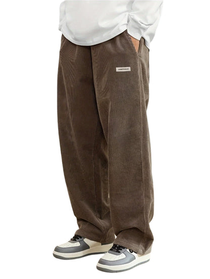 Corduroy Straight-Leg Drawstring Trousers