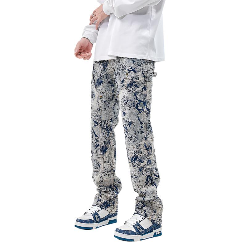 Denim Jacquard Pants