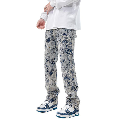 Denim Jacquard Pants