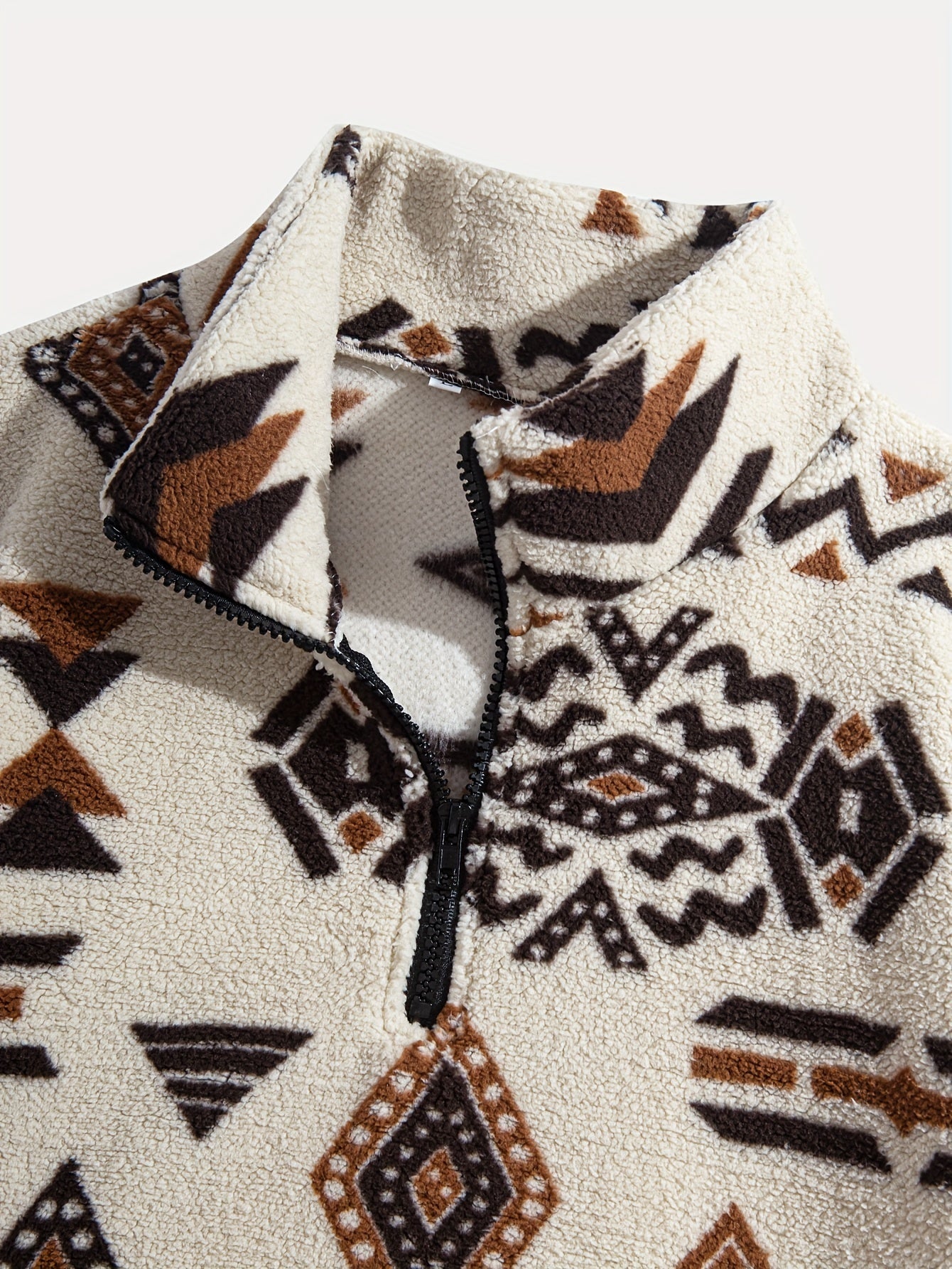 Fleece Ethnic Half Zipper Sweatshirt