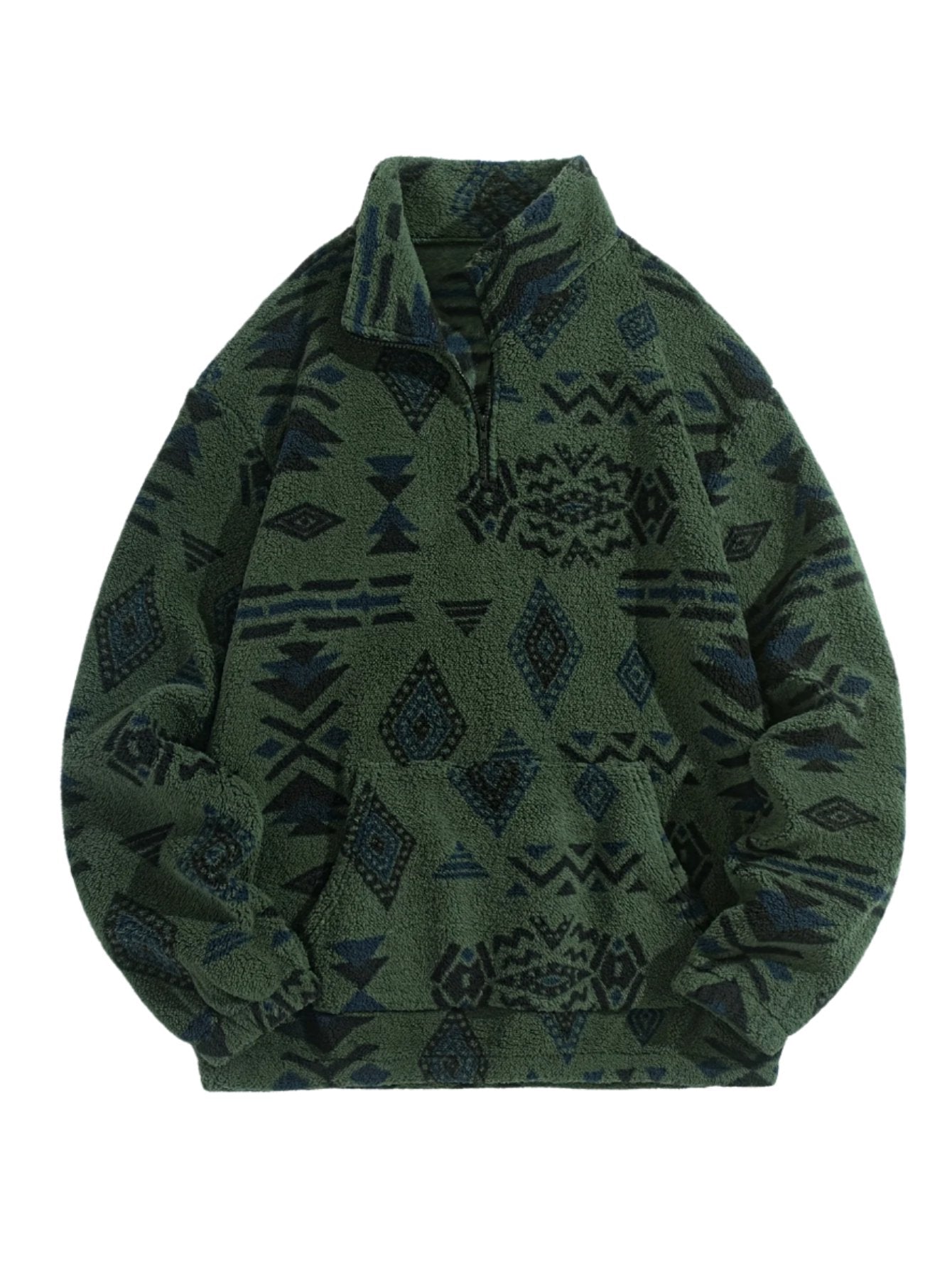 Fleece Ethnic Half Zipper Sweatshirt