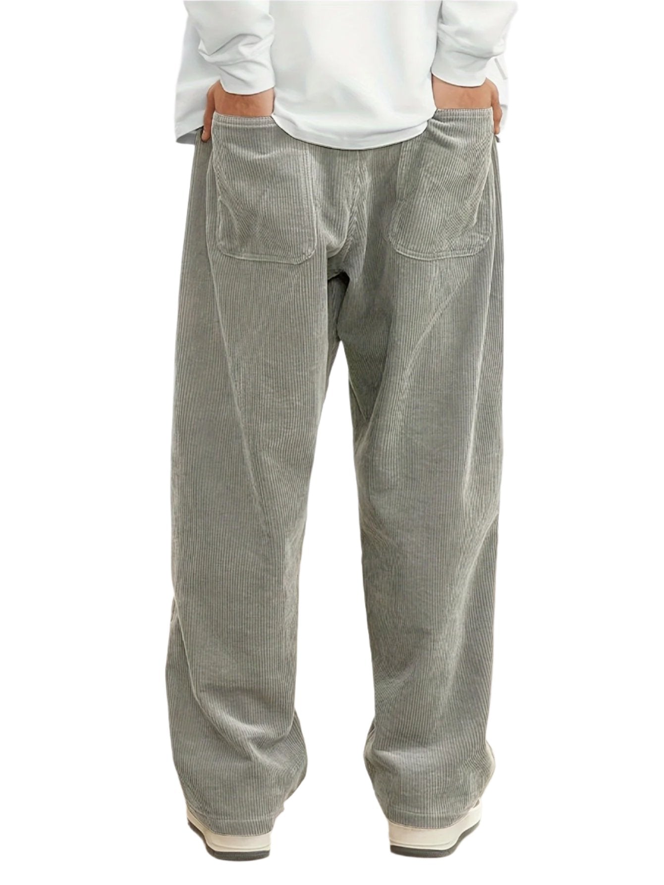 Corduroy Straight-Leg Drawstring Trousers