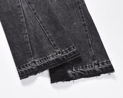 Ripped Bootleg Pants Black