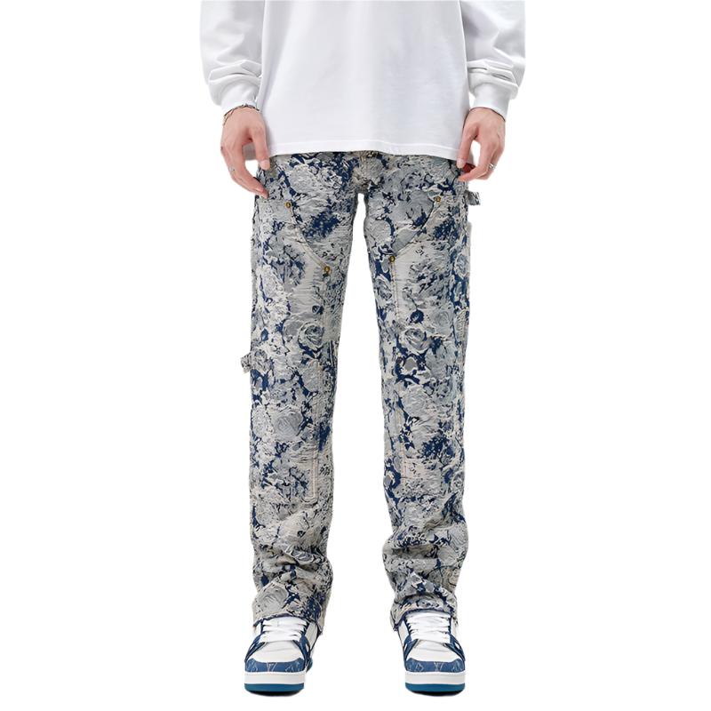 Denim Jacquard Pants