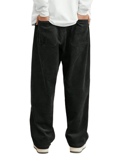 Corduroy Straight-Leg Drawstring Trousers