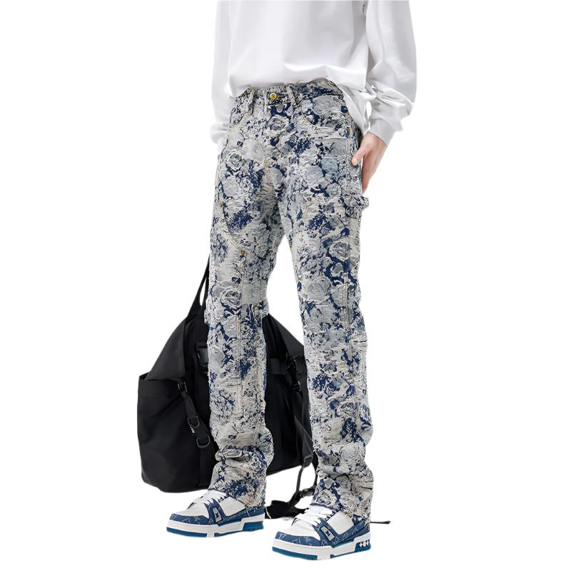 Denim Jacquard Pants