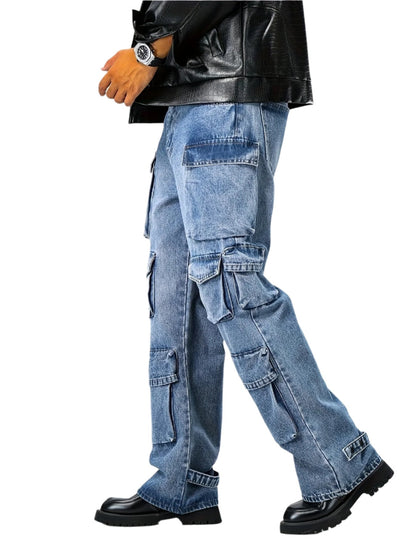 Men's Multi-Pocket Loose Denim Pants