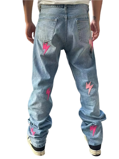 Lightning Embroidery Denim Jeans